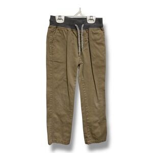 Gymboree Kids‎ Khaki Pants Gray Ribbed Knit Elastic Waist Drawstring Size 6